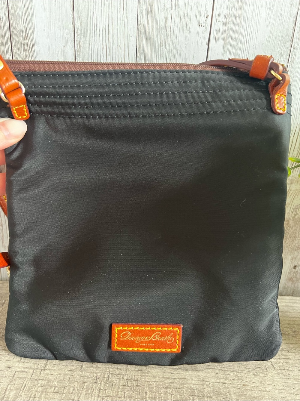 Dooney & Bourke Black Nylon Triple Zip Crossbody Pink Interior - Picture 4 of 7